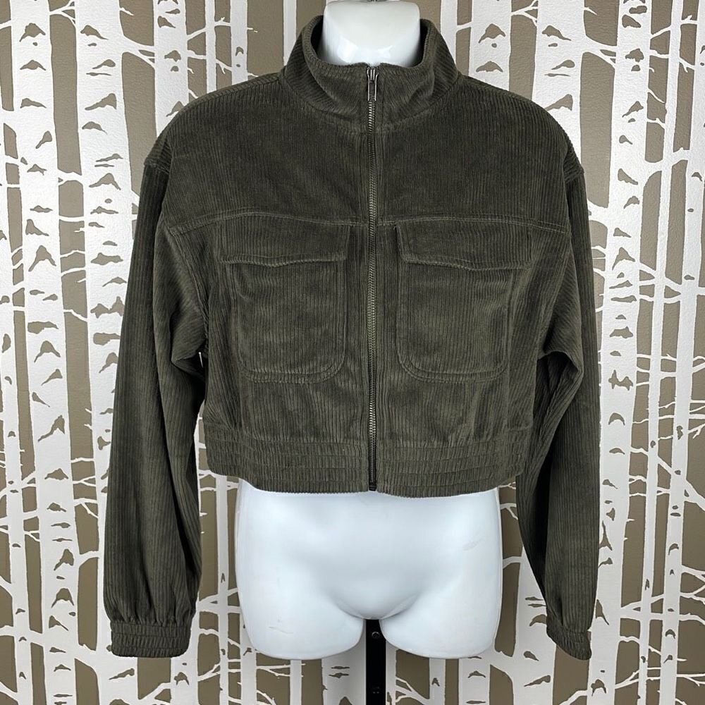 aerie Ribbed Velour Cropped Zip Front Jacket NEW $60